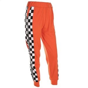 orange checkered pants